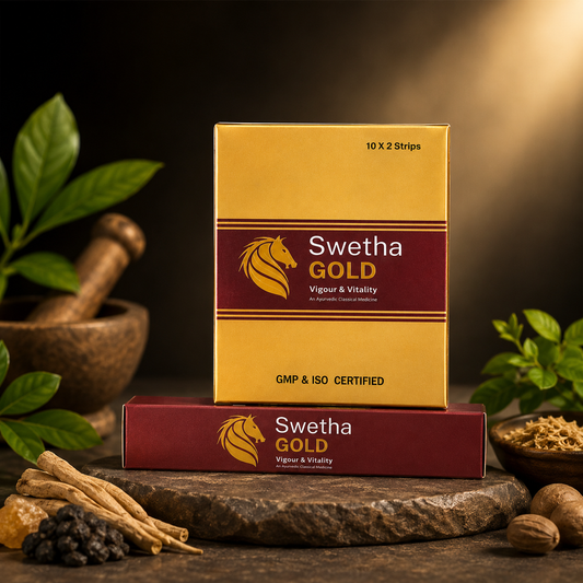 Swetha Gold 100% Ayurvedic | 20 Capsules | Enhances Stamina, Performance, Energy, and Power | Supports Healthy Life | Ayurveda