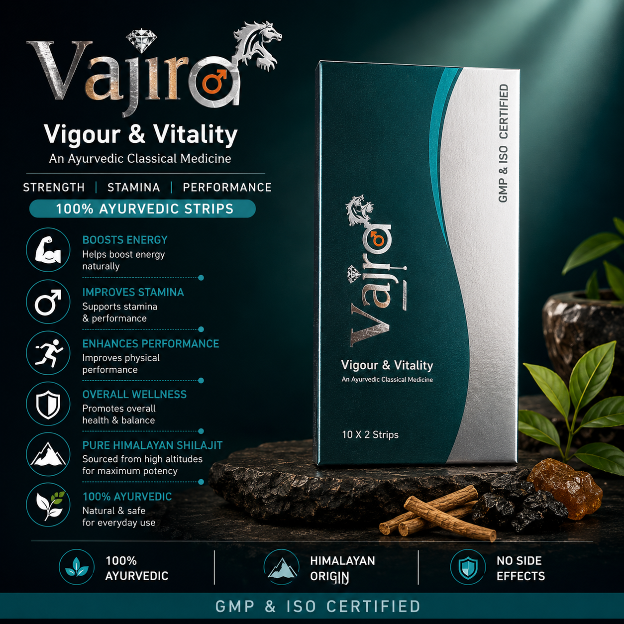 Vajra 100%Ayurvedic | 20 Capsules | Enhances Stamina, Performance, Energy, and Power | Supports Healthy Life | Ayurveda