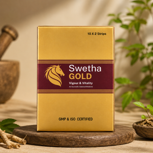 Swetha Gold 100% Ayurvedic | 20 Capsules | Enhances Stamina, Performance, Energy, and Power | Supports Healthy Life | Ayurveda